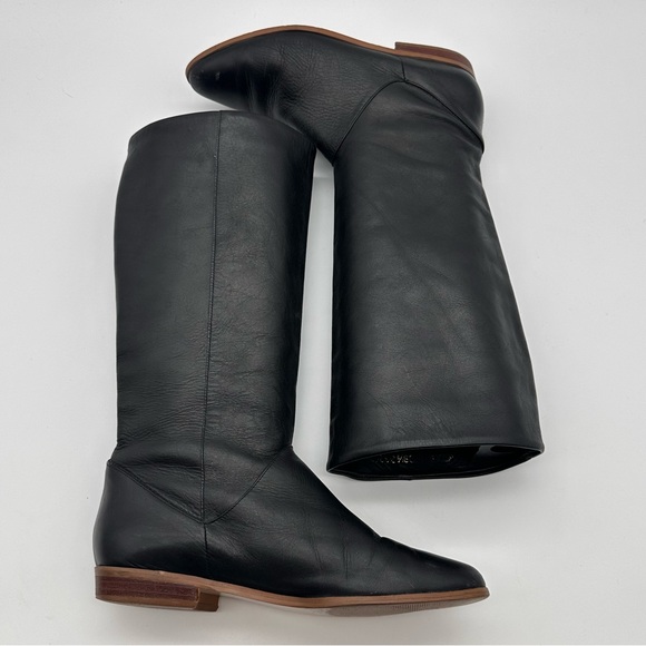 Vintage Allegre Black Leather Knee High Boots - Picture 6 of 12